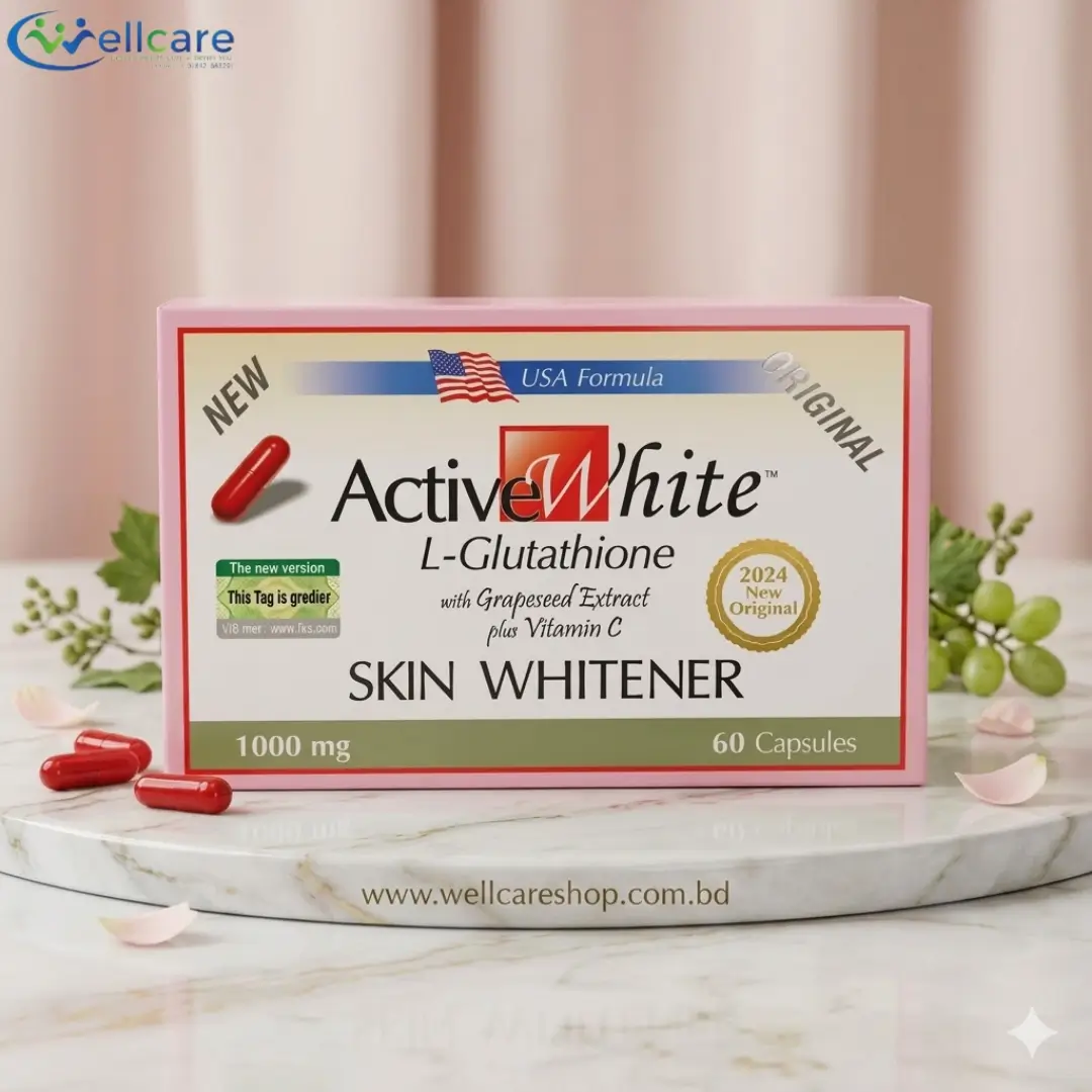 active white l-glutathione skin whitener 1000mg 60 capsules Capsules - Brightening How to Fade Dark Radiance enhancing toner Size:1 pic oil
