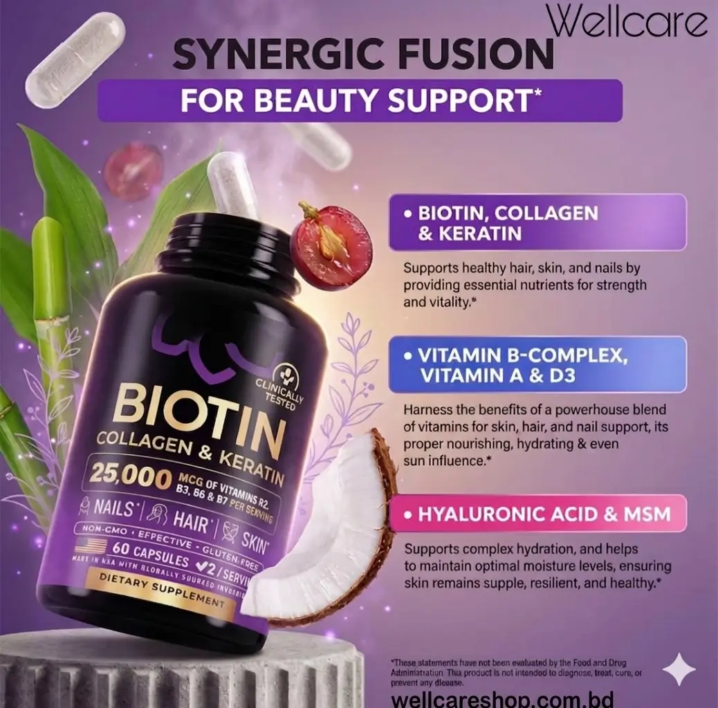 Biotin Collagen Keratin 25000 mcg Capsules